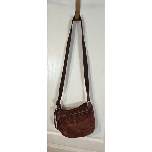 Vintage Fossil Brown Leather Crossbody Bag Purse Shoulder Baguette Style - Picture 1 of 4